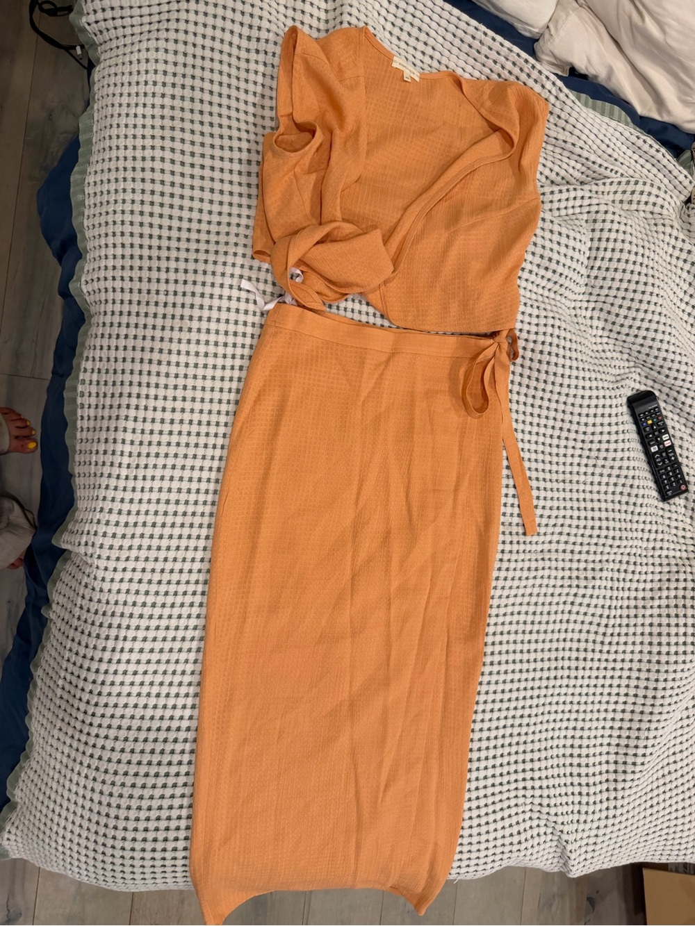Whimsy + Row Orange Knit Maxi Two-Piece Set